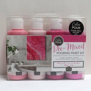 American Crafts Color Pour 4 Pack Berry Rush (Pinks) Pre-Mixed Pouring Paint Kit